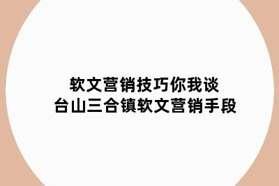 软文营销技巧你我谈 台山三合镇软文营销手段